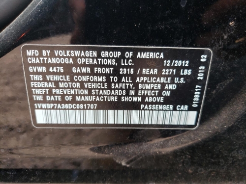 2013 VOLKSWAGEN PASSAT SE