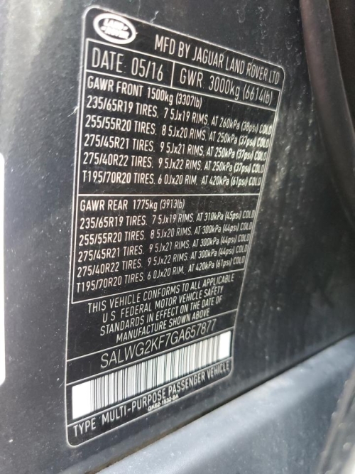2016 LAND ROVER RANGE ROVER SPORT SE