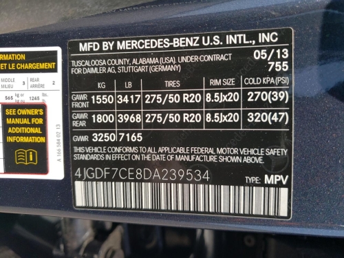 2013 MERCEDES-BENZ GL 450 4MATIC