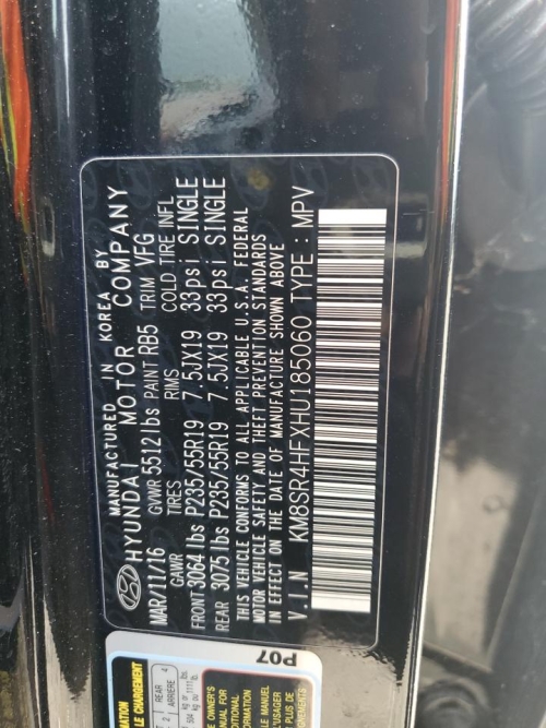 2017 HYUNDAI SANTA FE SE ULTIMATE