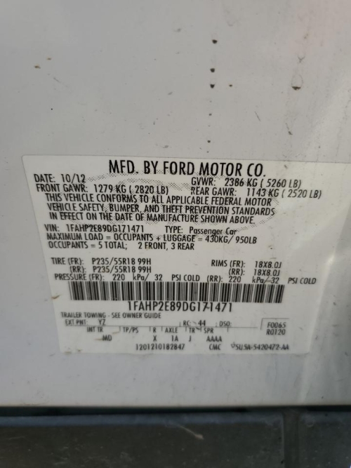2013 FORD TAURUS SEL
