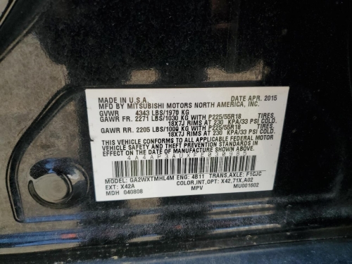 2015 MITSUBISHI OUTLANDER SPORT ES