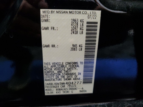 2022 NISSAN ALTIMA SV