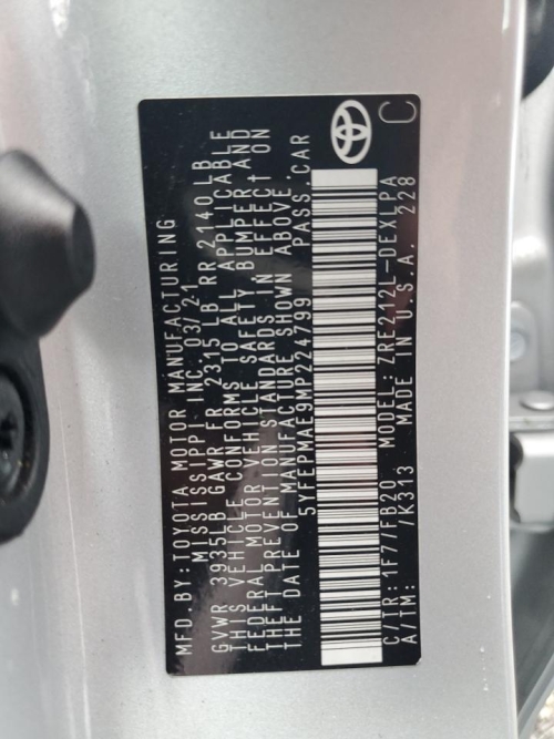 2021 TOYOTA COROLLA LE
