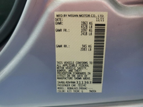 2022 NISSAN ALTIMA SV