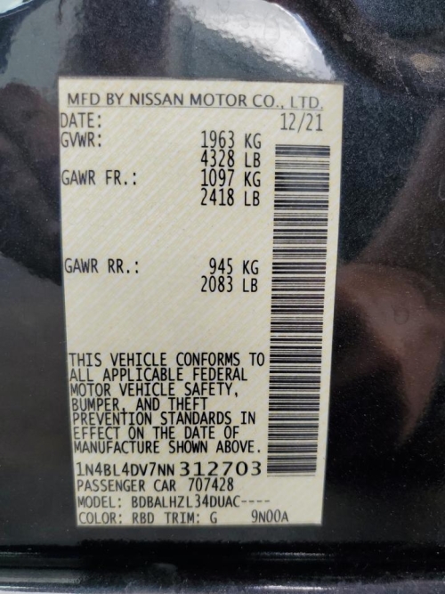 2022 NISSAN ALTIMA SV