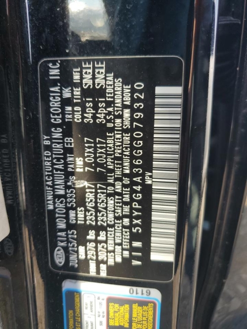 2016 KIA SORENTO LX