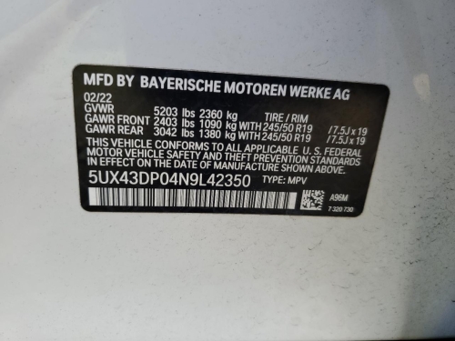 2022 BMW X3 SDRIVE30I