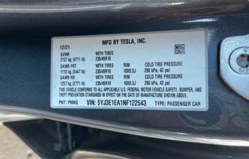 2022 TESLA MODEL 3 
