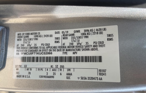 2019 FORD ESCAPE S
