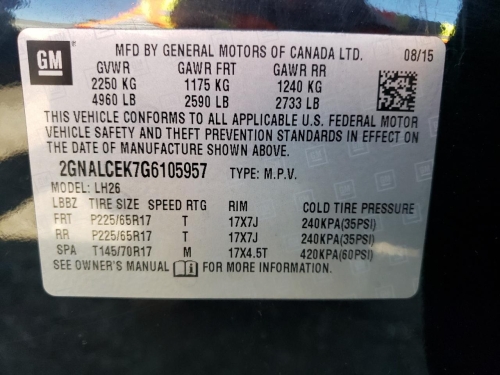 2016 CHEVROLET EQUINOX LT