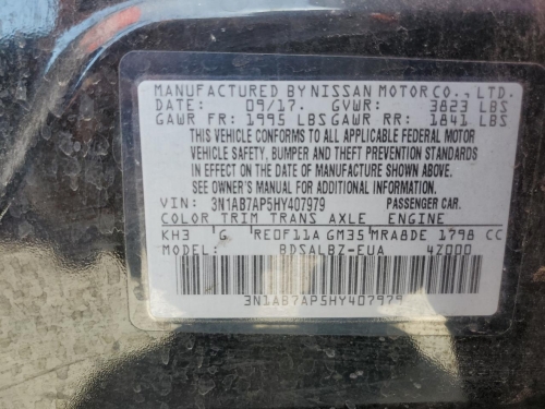 2017 NISSAN SENTRA S