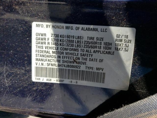 2018 HONDA ODYSSEY EXL