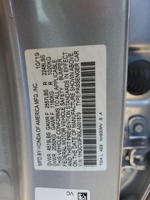 2020 HONDA ACCORD TOURING HYBRID