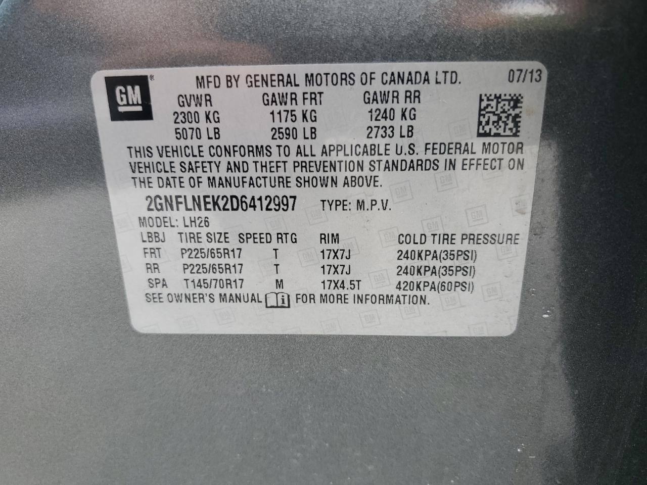 2013 CHEVROLET EQUINOX LT